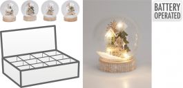 Okrasek steklen XMAS motiv, LED lučka, 4 motivi
