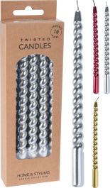 Sveča konusna, 17cm, 10/1, srebrna/zlata, rdeča
