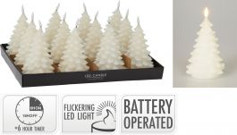 Sveča smreka, 17cm, bela
