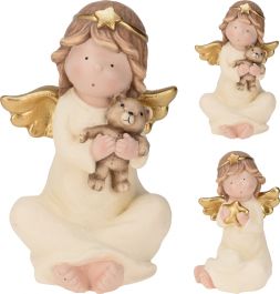 Figura božična angel zlat sedeč 32 cm, Koo.