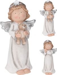 Figura božična angel srebrn 42 cm, Koo.