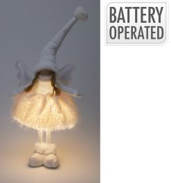 Figura božična punčka bela led 50 cm, Koo.