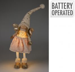 Figura božična punčka stoječa zlato/roza led 69 cm, Koop.