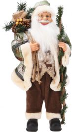 Figura božična božiček rjavo zelen s palico 60 cm, Koo.