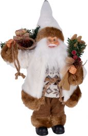 Figura božična božiček rjav s smučkami 30 cm, Koo.