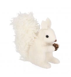 Figura veverička bela s stroržem 16 cm, Bizz.