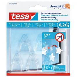 Kljukica transparentna Powerstrips Deco, 0,2kg nosilnosti, 5/1
