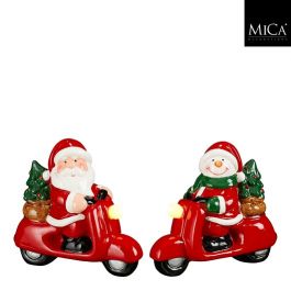 Figura Santa na motorju z LED lučko, 12cm
