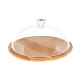 Podstavek za torto lesen s steklenim pokrovom Sophie, 33,5x14cm
