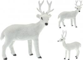 Figura božična jelenček bel 15 cm, Koo.