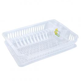 Odcejalnik za posodo, 46x37,5cm, transparent
