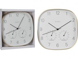 Ura stenska kvadr. 28,5cm, s termometrom in merilnikom vlažnosti   
