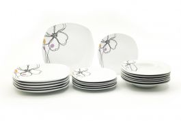 Krožnik garnitura Square rožice, 18/1
