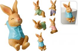 Figura zajček z puloverčkom, 8,5cm, 5ass
