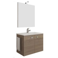 Kopalniški sestav ZAFFIRO 60 omarica z umivalnikom (š.:62cm, g.:37cm), ogledalo z LED svetilko, hrast dim.