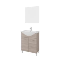 Kopalniški sestav Rubino 65 stoječi omarica z umivalnikom (š.:65cm, g.:46cm) ogledalo dim. hrast