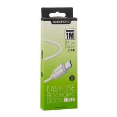 Kabel polnilni Borofone BX14 Linkjet USB-A/USB-micro 2,4A 1m, bel
