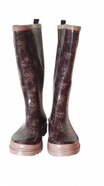 Škornji ženski visoki  št.38 rjavi z vzorcem