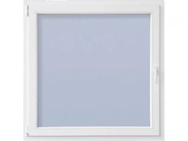 Okno PVC JEWE 58x58cm, levo, belo, 6 komorno, steklo 1,1K, odpiranje in nagib 