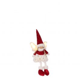 Figura božična punčka angel led rdečo/bela 45 cm, Edel.