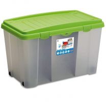Box za shranjevanje Family transparent  s pokrovom  barve zelena jabolka in   kolesi 120l 80x47xH51cm Stefanplast