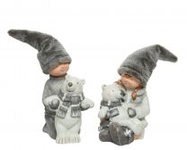 Figura božična fantek/punčka z medvedkom, 38 cm, Kaem.