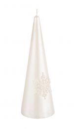 Sveča stožec biserne snežinke, 15cm
