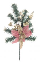 Cvetje umetno veja z božično zvezdo roza Allyson 25x51 cm, Bizz.