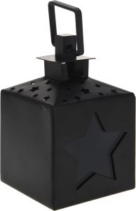 Lanterna, črna z zvezdami, 12 cm, kovinska Koo.