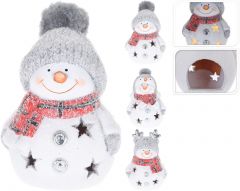 Figura božična snežak 17 cm, za čajno svečko, Koo.