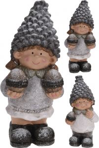 Figura zimska s storžasto kapo 34 cm, fantek/punčka, Koo.