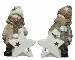 Figura božična fantek/punčka z zvezdo, 44 cm, Kaem.