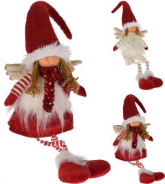 Figura božična punčka/fantek sedeča, 65 cm, Koo.