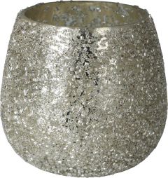 Svečnik glitter 8cm, srebrn
