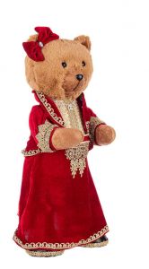 Figura božična medvedka rdečo/zlat 60 cm,  Bizz.