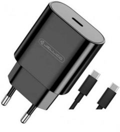 Polnilec hišni USB-C, QC DC5V/3A, 25W črn + kabel 3.0 USB/C črn