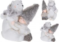 Figura zimska polarni medved z otrokom 15 cm, Koo.