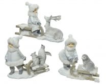 Figura otroci na saneh 18x13cm,  DSGlas