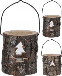 Svečnik les/steklo 12 cm, Koo.