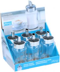 Doza za sladkor 7x14,5cm steklena/inox 
