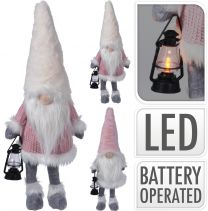 Figura božična, palček z led lanterno roza, 51 cm, Koo.