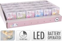 Lučke 30 led barvne 3 m baterijske notranje, s časovnikom, Koo.