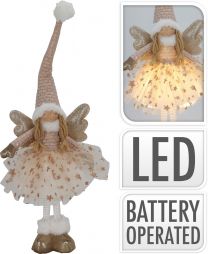 Figura božična punčka stoječa rjava s pikami led 50 cm, Koo.