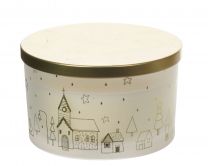 Sveča v steklenem lončku z zlatim pokrovom 13 x 8cm
