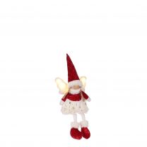 Figura božična punčka angel led rdečo/bela 45 cm, Edel.