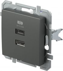 POLNILNIK USB 5V 3,0A antracit LOGIQ brez okvija