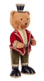 Figura božična medvedek rdečo/zlat 60 cm,  Bizz.
