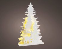 Drevesa zasnežena z jelenčkom led, 36 cm, Kaem.