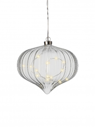 Krogla-čebula steklena viseča mikro 15 led, 21 cm, Kaem.