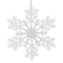 Okrasek za jelko snežinka belo/srebrna fi 21 cm, Kaem.